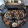 Tiger Artwork Round Area Rug,Carpet Rug for Living Room Bedroom Sofa Playroom Decor,Non-slip Floor Mat