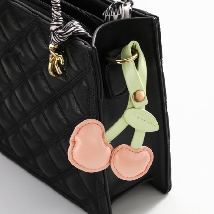 Cherry Bag Pendant Keyring for Ladies PU Leather Fruit Shape Key Ring Jewelry Stylish Decoration for Phones and Wallets