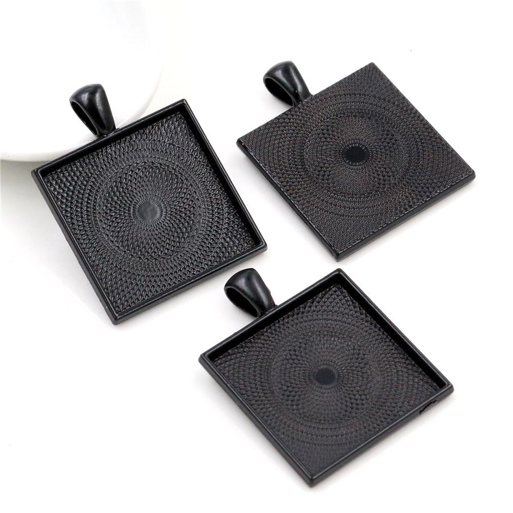 New Fashion 5pcs 25mm Inner Size 7 Colors Plated Square Cabochon Base Setting Charms Pendant,Fit 25mm Square Glass Cabochons