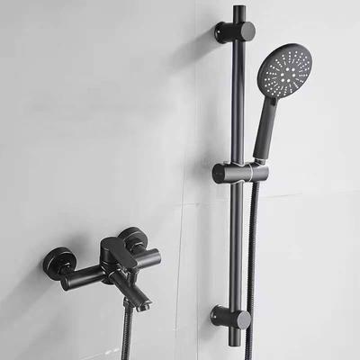 Black 304 Stainless Steel Bathroom Shower Faucets Triple Bathtub Faucet Hot and Cold Water Mixer Valve Nozzle Tap Wall Mounted
