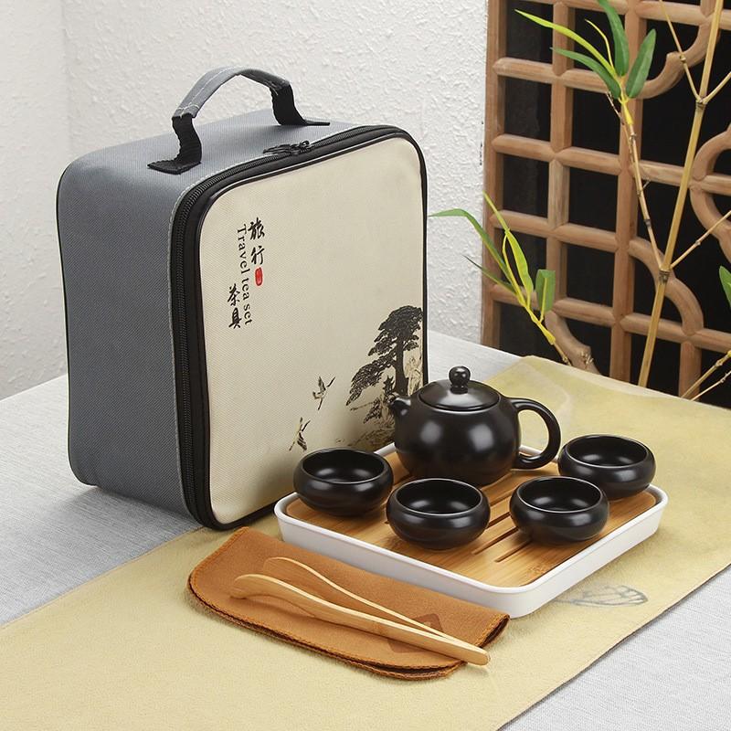 Jiangtai Hui Dehua Pottery Travel Tea Set Portable Outdoor Xishi Pot Business Gift