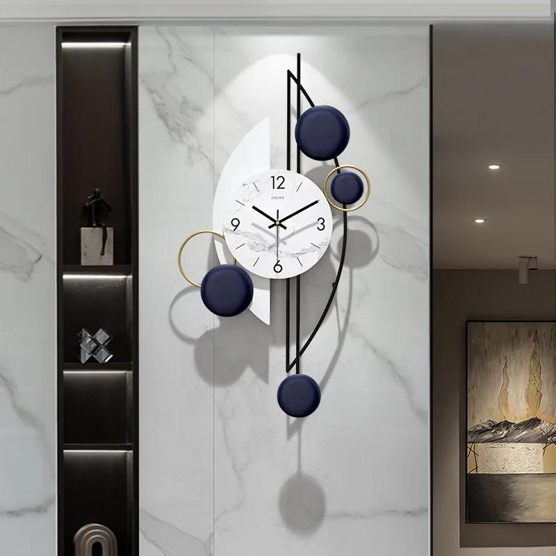 Metal Light Luxury Wall Clock Home Living Room Tv Wall Watch Hotel Lobby Decoration Pendant Nordic Mute Quartz Large Clock Watch