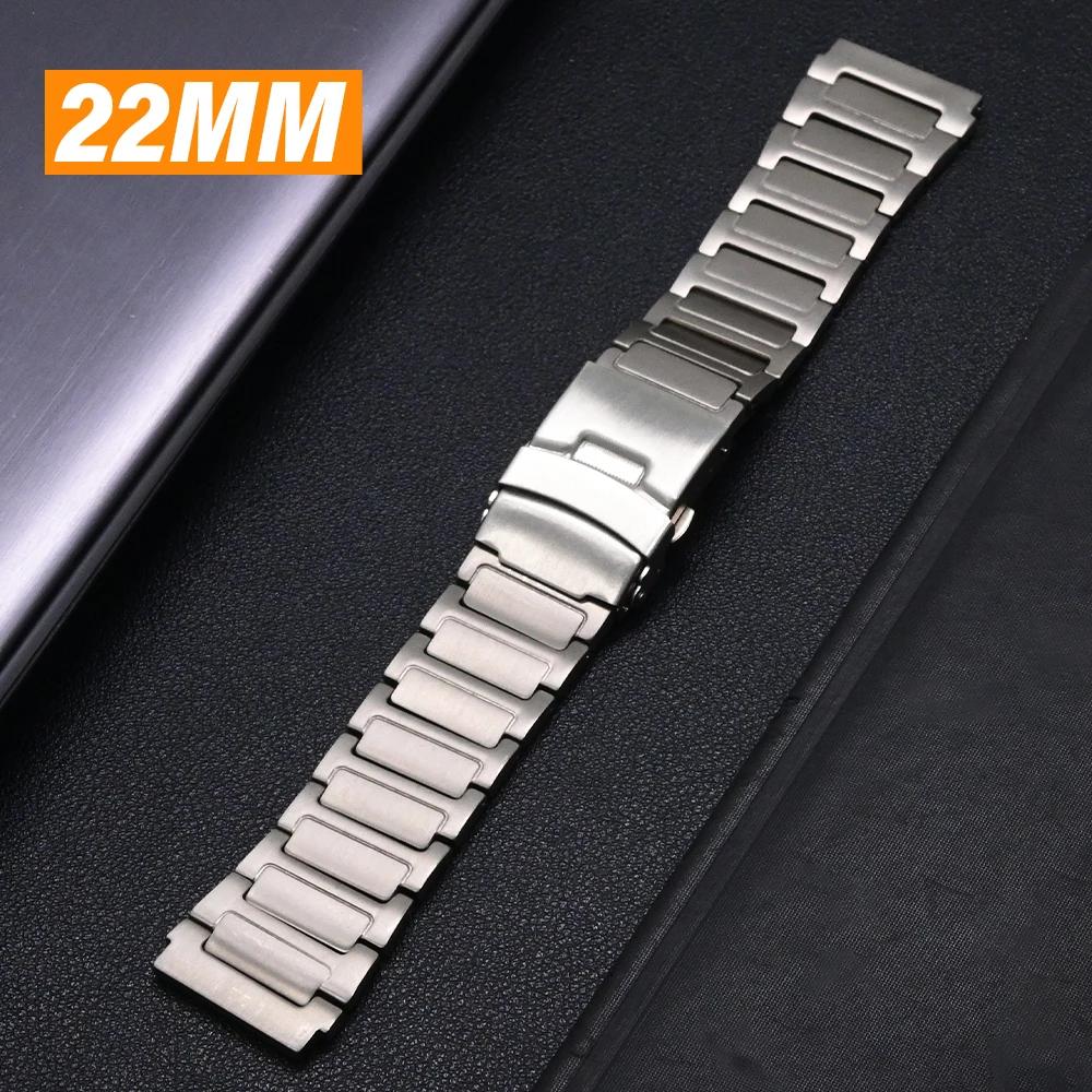 22mm Man Titanium Strap for Huawei GT4/5 Pro 46mm Watch 4 Pro Luxury Link Bracelet for Amazfit GTR 47mm Balance Garmin Venu 3
