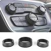 Knob Covers for Dodge Challenger/Charger/Chrysler 300/300s (2015-2021) & Ram (2013-2018) - Aluminum, Black, Rotary, 3 Count, Manual, Surface Mount