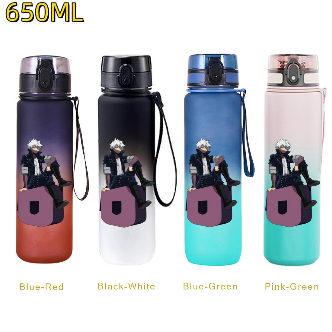 

Sports Water Bottle Leak Proof Progressive Color Plastic Cup Drinking Outdoor Travel Portable Gym Fitness Jugs 650ML Kid Friendly Entertaining Fun Blue-Red-1PCS