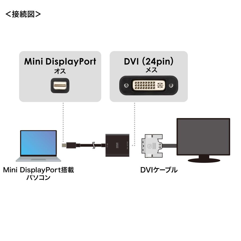 Sanwa Supply Mini DisplayPort to DVI adaptér (Aktivní typ) AD-MDPDVA02