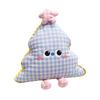 Christmas Tree Shape Decorative Cushion With Embroidered Grid Pattern For Sofa And Bed Decor