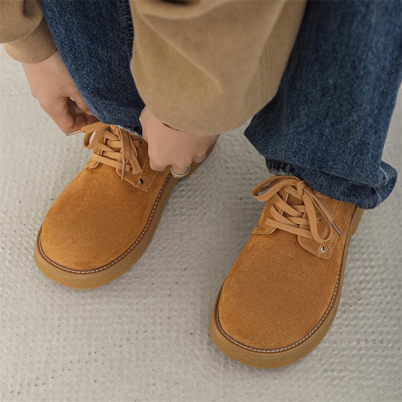 Men Business Cow Suede Leather Oxford Shoes Casual British Trendy Shoe Luxury Brand Men Vintage Leather Thick Soles Casual Shoes