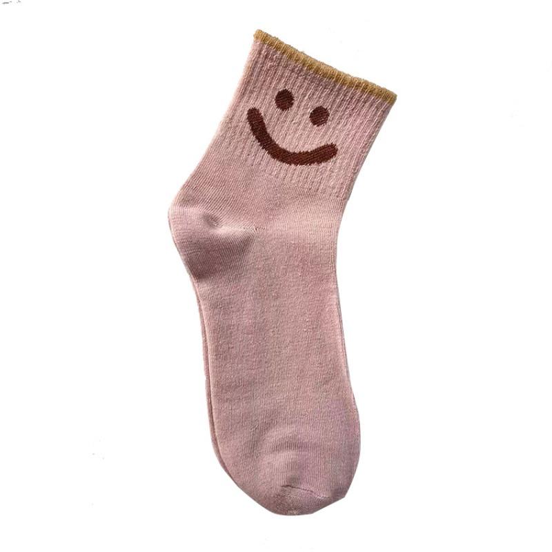 Women's Mid-calf Socks for Autumn and Winter, Cute Smiling Long Calf Socks