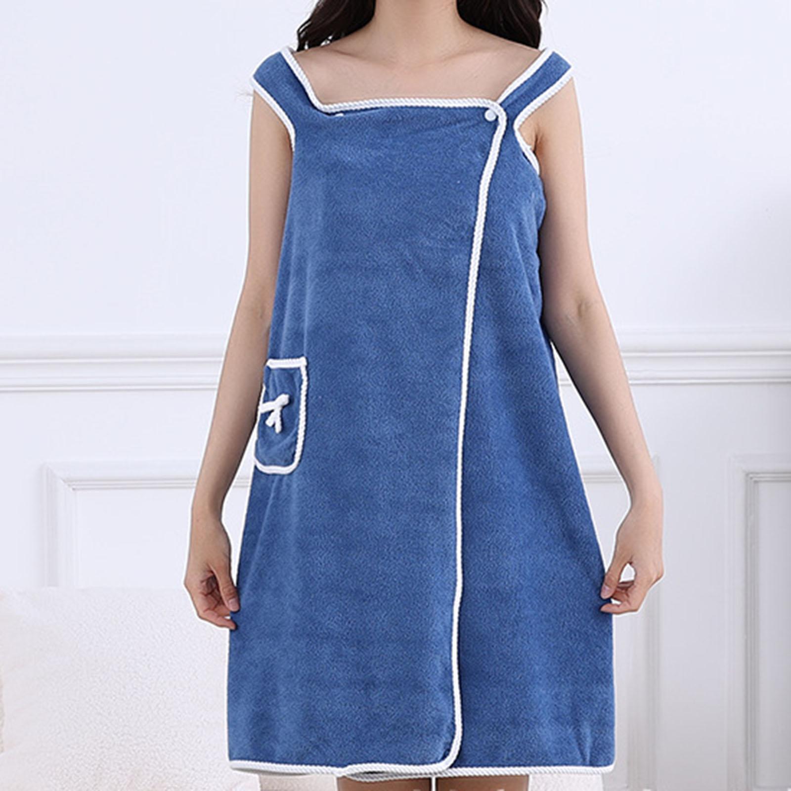 Coral Fleece Bath Wrap 80x145CM Adult Women s Thick Absorbent Towel Bathrobe Soft Wearable Home Bath Skirt with Pocket
