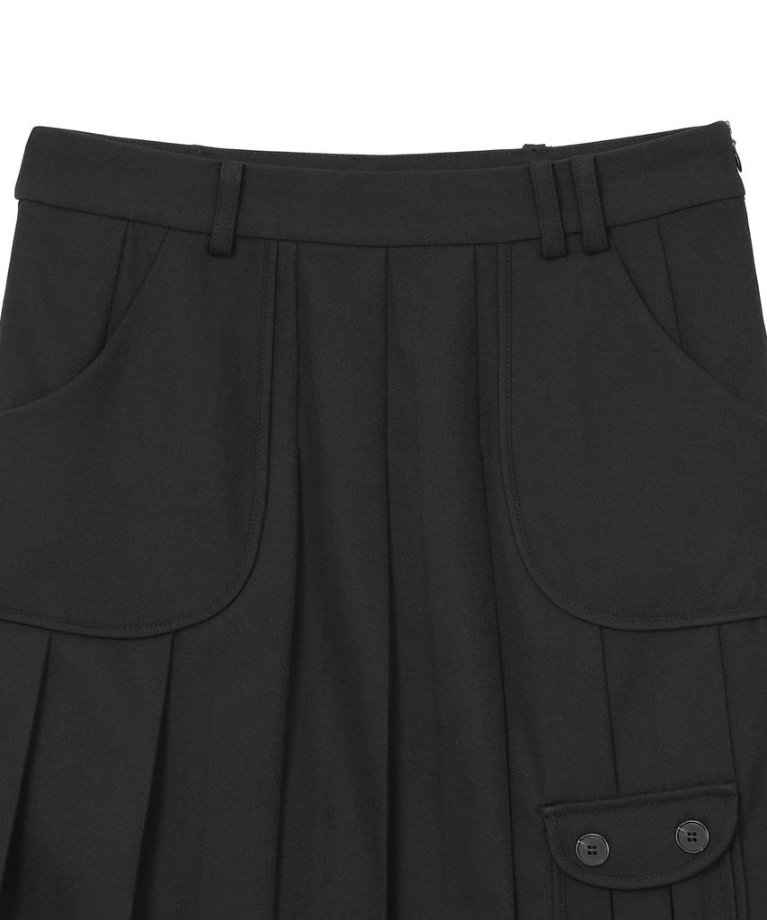 Hanahi Low Pocket Pleated Skirt Black