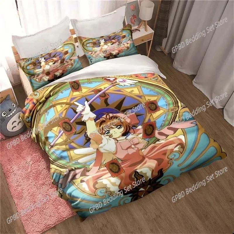 Comforter Anime Cardcaptor Sakura Bedding Set 3D Printed Suitable For Bedroom Kids Home Textile