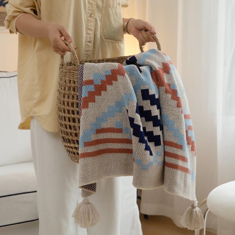OEING Bohemian Knitted Sofa Throw Blanket