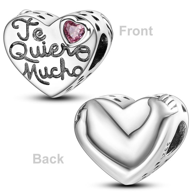 Heart Shape Copper Family Lover Affection Pendant Charm Beads Fit Original Fashion Bracelet Diy Jewelry For Women