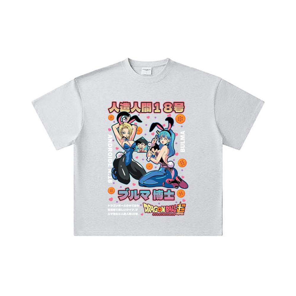 260 GSM Double Yarn 32 Count 100% Cotton Dragon Ball V26 Bulma Android Print Unisex Heavy Cotton T Shirt