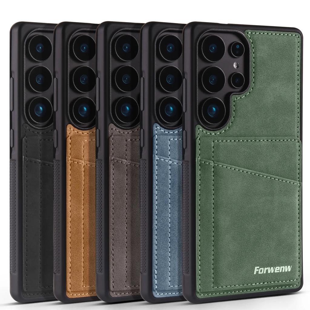 Leather Cards Solt Wallet Case for Samsung Galaxy S25 Edge S24 Ultra S23 FE S22 S21 Plus A16 A36 A56 A15 A35 A55 Magnetic Cover