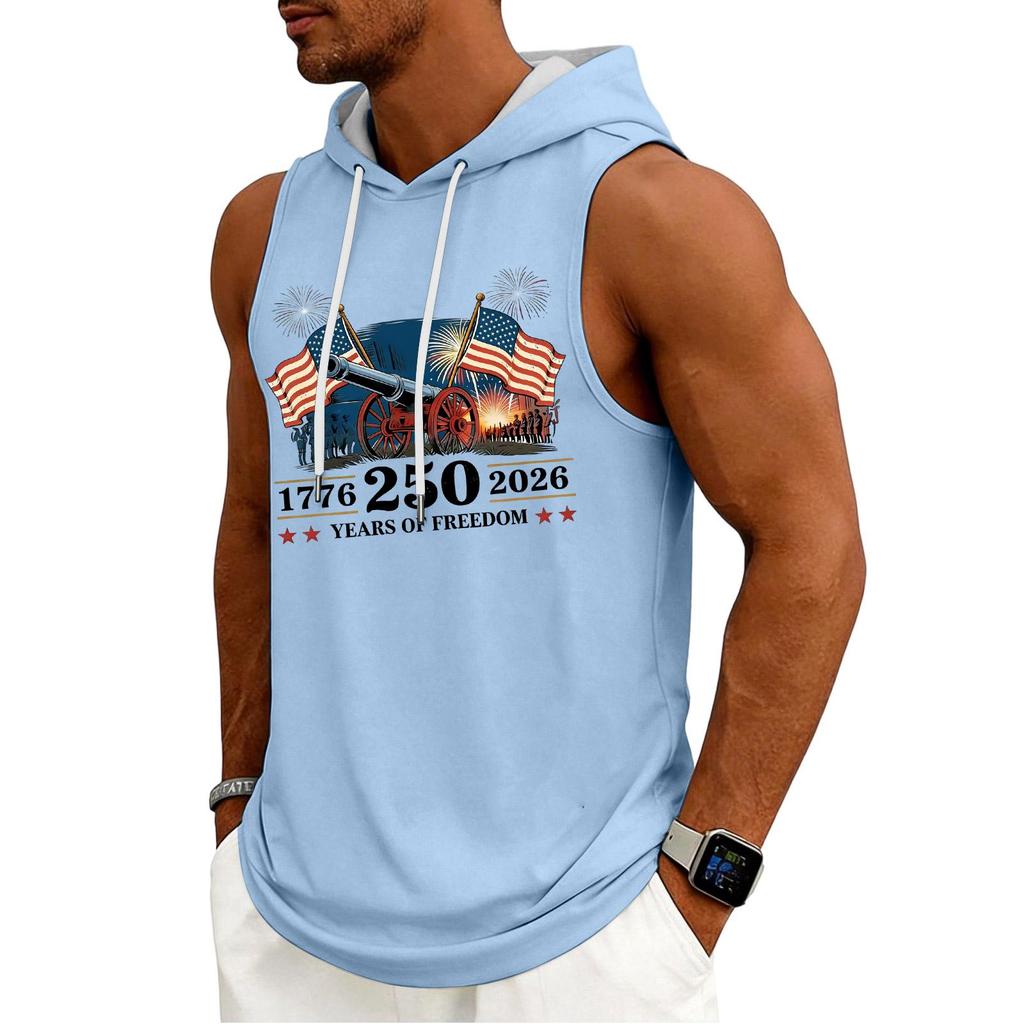 Men's Tank Top Gym Sleeveless Hoodie Shirt Washed Sports Muscle Shirts Fitness Vest With Hood