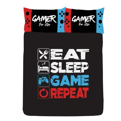 Floso Eat Sleep Game Repeat Reversible Duvet Set