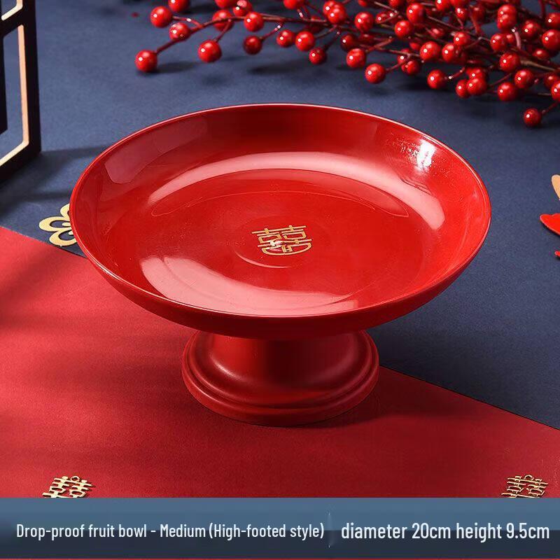 Red High-Footed Korean Style Wedding Candy & Fruit Tray