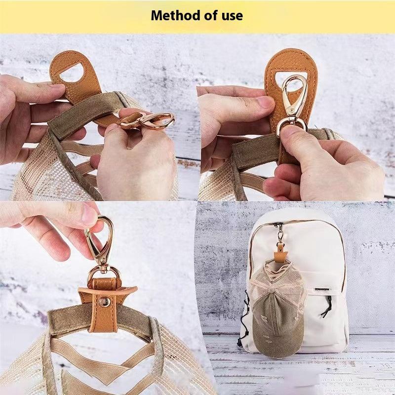 Travel Hat Clip Leather Simple Golf Baseball Hat Clip Summer Hat Strap Towel Glove Storage Wallet Buckle Hands-free Latch Clip