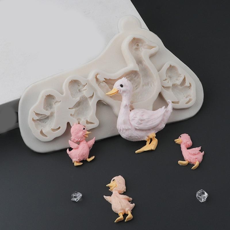 Create 4 Duck Figures at Once with a Flexible Fondant Casting Molds for Cake Decorations, Chocolate, Candy, and Crafts