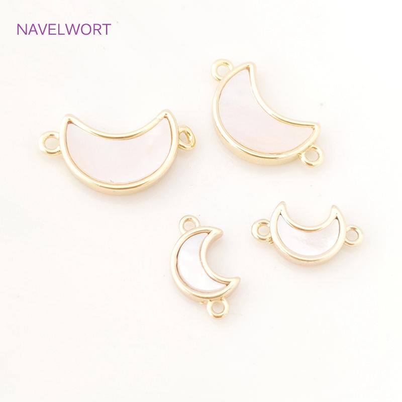 2 Sizes Shell material Crescent Moon Pendant Connectors 18K Gold Plated High Quality Pendant Crafts DIY Jewelry Making Findings