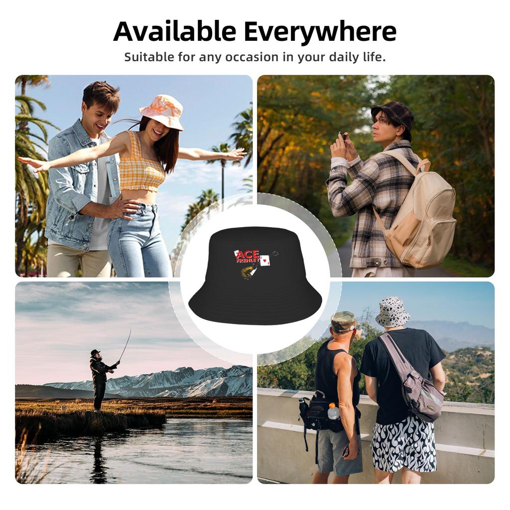 Ace Frehley Gitarre Bucket Hat Hawaii Fischerkappen Atmungsaktiv Urlaubs-Sonnenhüte Für Damen Vintage Muster Kappe