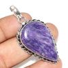 Charoite 925 Silver Plated Pendant 2" Gift For Mom Fashion Forwarded Jewelry F7N82