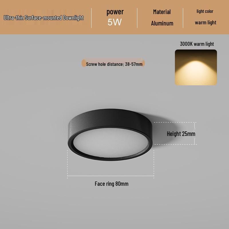 Ultradünne LED Aufbau Deckenleuchte Rund für Gänge, Flure, Eingangsbereiche - Stanzfreie Installation