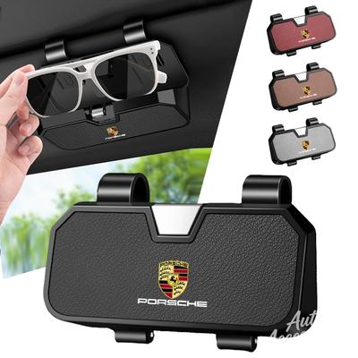 Car Sun Visor Glasses Case Sunglasses Holder Multi-functional Storage Case For Macan Panamera Cayenne Boxster Cayman 911