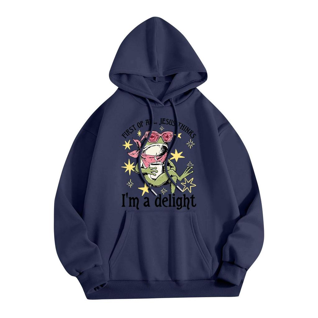 Women's Casual Loose Fit Letter Print Long Sleeve Pullover Hoodie for Everyday Wear