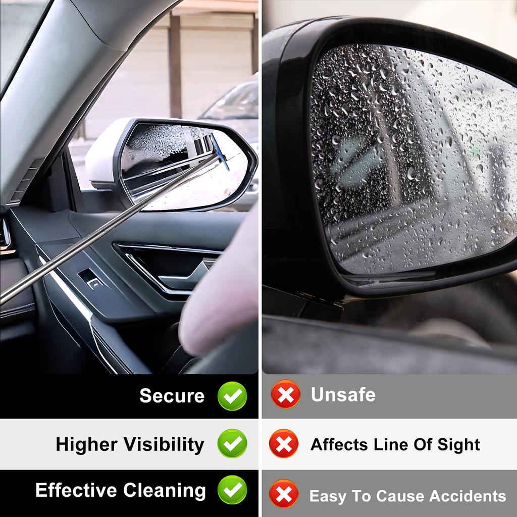 3Pcs Car Side Mirror Squeegee Retractable Car Rearview Mirror Wiper Mini Portable Telescopic Auto Mirror Squeegee Cleaner