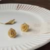Vintage@9925 Silbernadel elegante gelbe Rose Blumenstecker Ohrringe Temperament Goldfaden handgefertigte Ohrringe Ohrringe