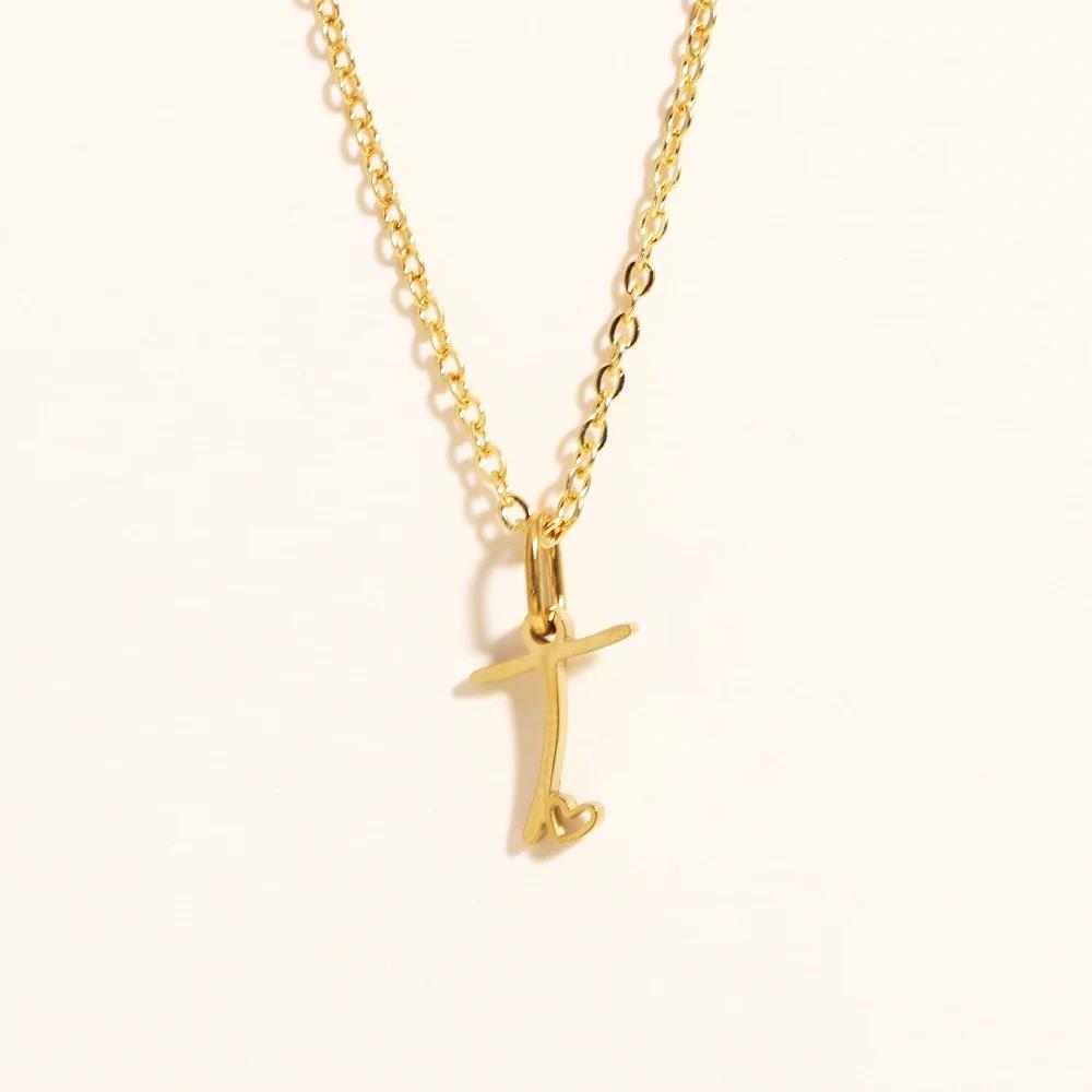 Charms Heart Initial Necklaces for Women,Gold Plated Letter Pendant Necklace, 26 Capital A-Z Stainless Steel Jewelry