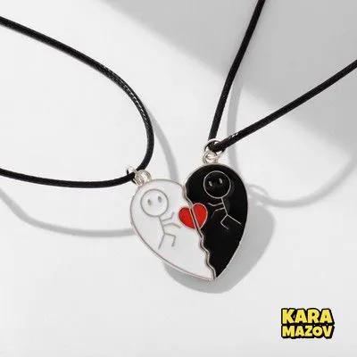 

2pcs Magnetic Heart Clavicle Necklace Creative Couple Pendant Jewelry Unique Interlocking Design Valentine Gift Accessories for Him and Her One Size белый