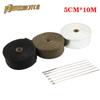 50mm*10m Motorcycle Heat Exhaust Pipe Heat Shield Thermal Tape  Wrap Insulation Kit Fiberglass Exhaust Tape With Stainless Ties