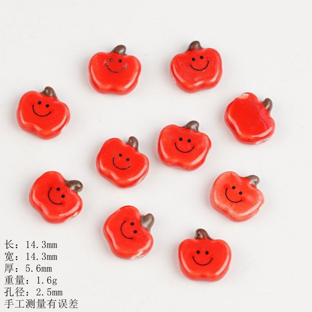 Ceramic Loose Beads Chinese Red Beads Handmade DIY Necklace Loose Beads Accessories