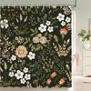 Artistic Abstract Plants and Flowers Print Shower Curtain Polyester Fabric Bath Curtain With Hooks Curtains For Bathroom Decor