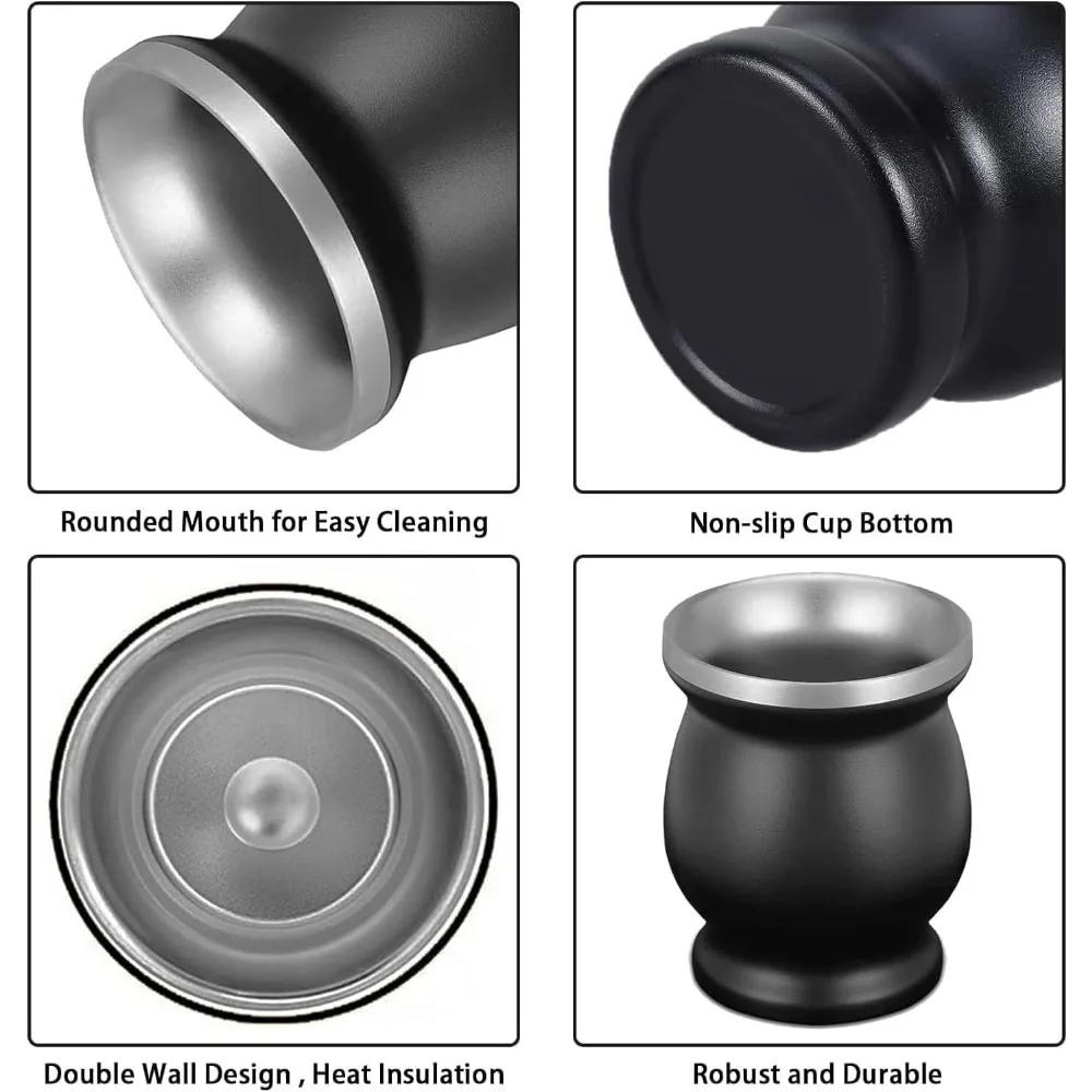 8 Oz Mug Tea Gourd Cup Easy To Clean Mate Tea Cup/gourd Set with Straw and Straw Brush Metal Cup High Temperature Resistant