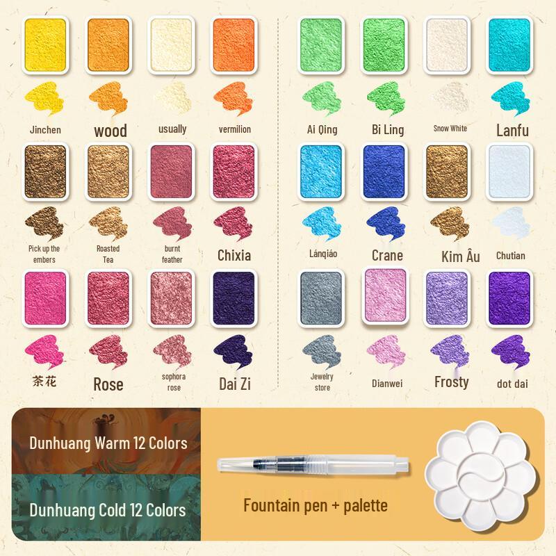 Dunhuang Pearlescent Solid Watercolor Set