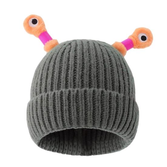 Woolen Hat with Night Light Antenna Decor Warm Knitted Beanie Children Photo Prop Headwear Skiing Hiking Thermal Cap for Adults Teens