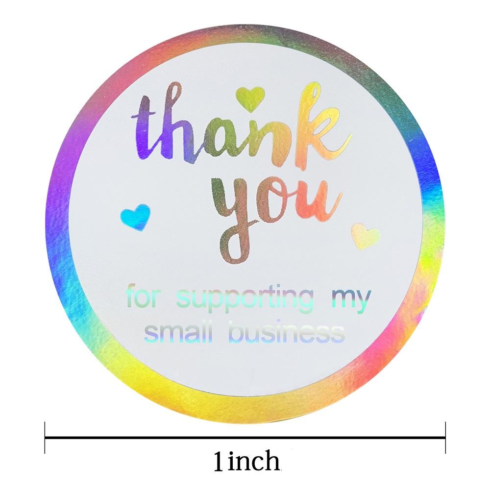 100-500pcs Rainbow Laser Thank You Stickers Small Business Stickers Adhesive Labels for Business Boutiques Wrapping Supplies