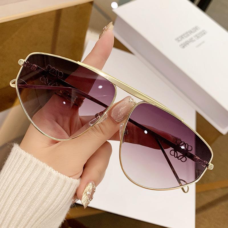 Polygonal Personalized Metal Fashionable Large-Frame Sunglasses Uv400 Protection Street Photography Stage Performances Glasses