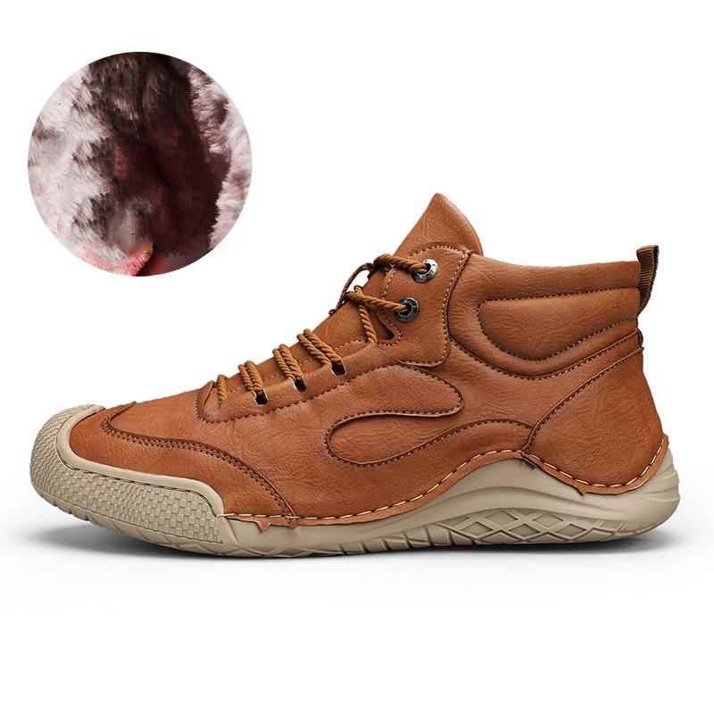 Hand-stitching Leather Men Boots Genuine Leather Casual Leather Shoes Men Ankle Boots