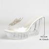 Women's Clear Transparent Platform Slippers,  Thick Curved Block Heels, Sparkly Rhinestone Summer Sexy Slip On Sandals