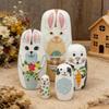 5 Pcs Russian Nesting Dolls Rabbit Family Nesting Dolls for Kids Wooden Dolls for Boy Girl Home Bedroom Playroom Spring Birthday