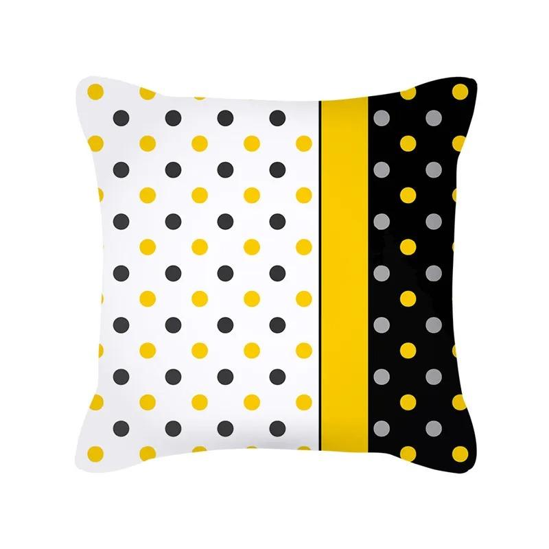 Yellow Pattern Home Decoration Cushion Cover Nordic Style Home Sofa Cushion Cover Black and Gray Striped Plaid Pillow Cover
