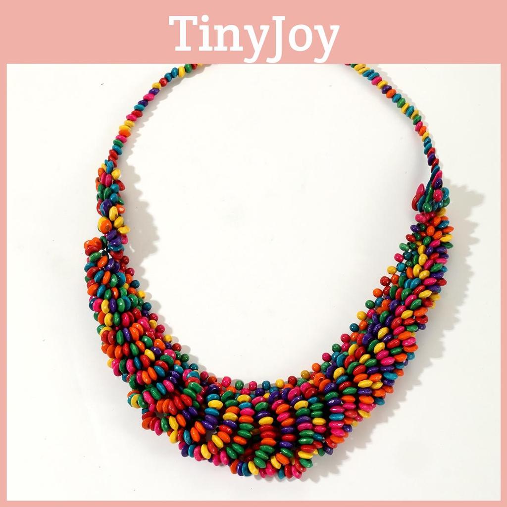 Creative Colored Wooden Bead Woven Necklace Neck Accessories For Women And Men