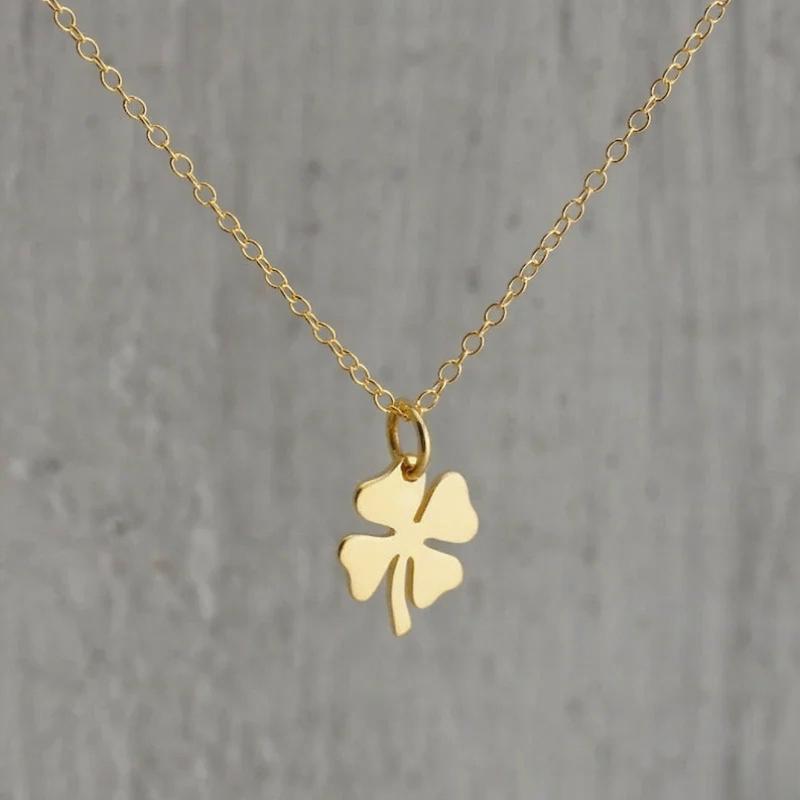 Stainless Steel Pendant Necklaces Leaf Clover Pendant Chain Necklaces for Women Choker Necklace Jewelry Party Birthday Gift New