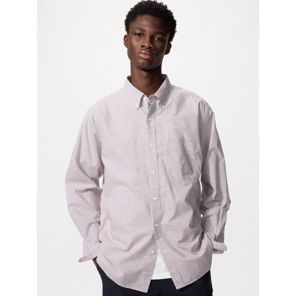 Uniqlo BroadCloth Shirt Long Sleeve Button Down Collar CheCk C